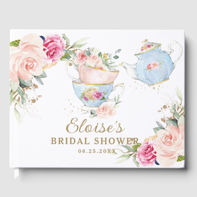 Rosa Rosa Blumenstrauß Party Brautparty Gästebuch (Vorderseite)