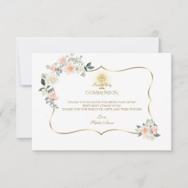 Rosa Rosa Blush Floral Gold Girl Dankeskarte