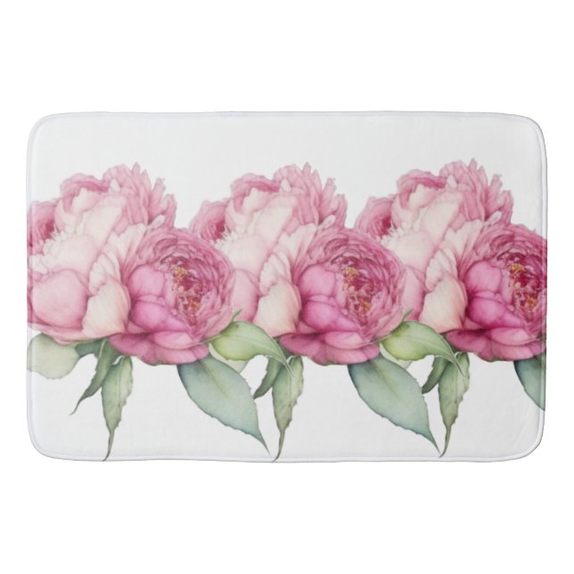 Rosa Rosa Blüten Rosa Rosen Badematte (Vorderseite)