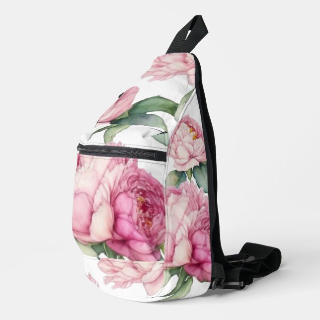 Rosa Rosa Blüten Rosa Rosen Crossbody Bag (Rechte Ecke)