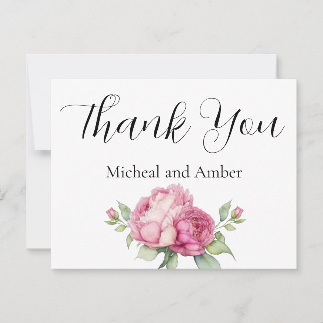 Rosa Rosa Blüten Rosa Rosen Dankeskarte (Vorderseite)