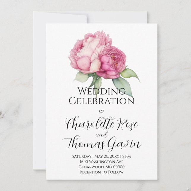 Rosa Rosa Blüten Rosa Rosen Einladung (Vorderseite)