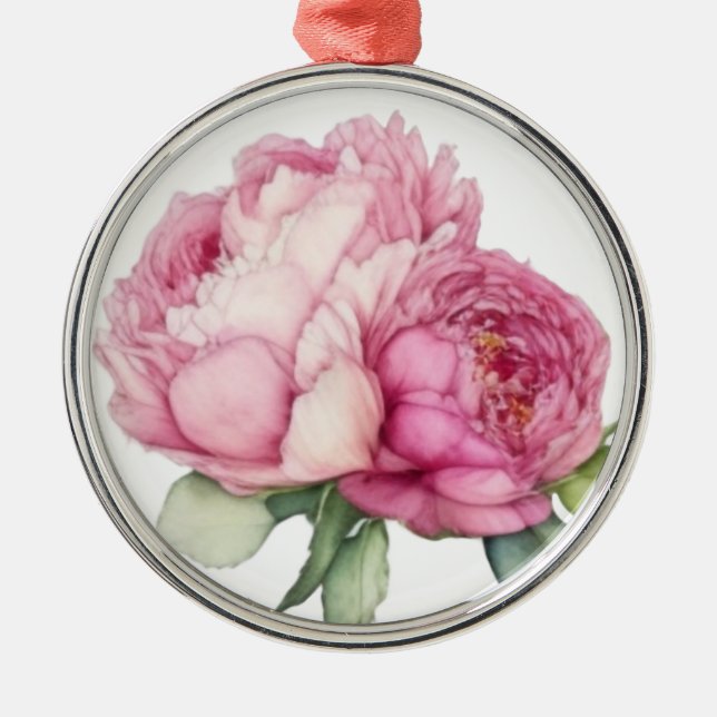 Rosa Rosa Blüten Rosa Rosen Ornament Aus Metall (Vorne)