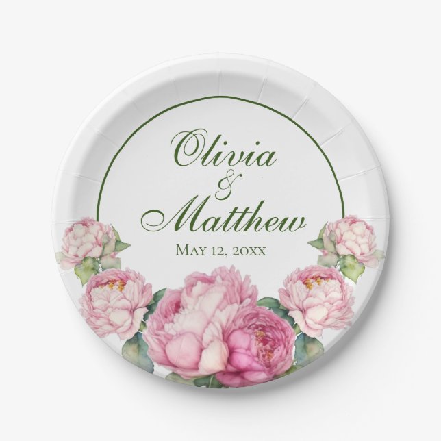 Rosa Rosa Blüten Rosa Rosen Pappteller (Vorderseite)