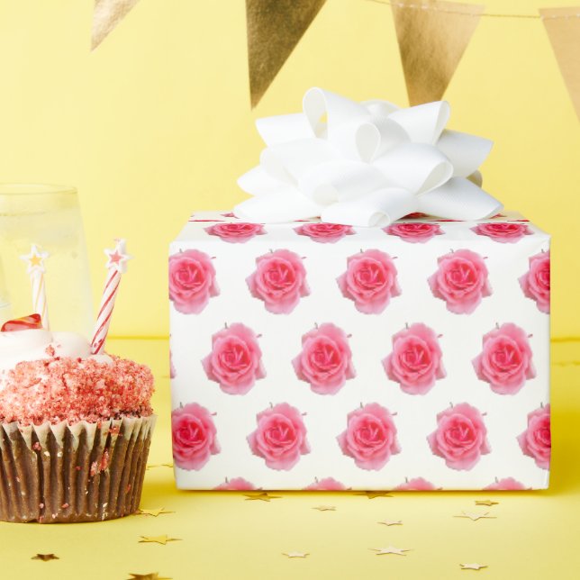 Rosa Rosa Blütenschlicht Geschenkpapier (Geburtstagsparty)