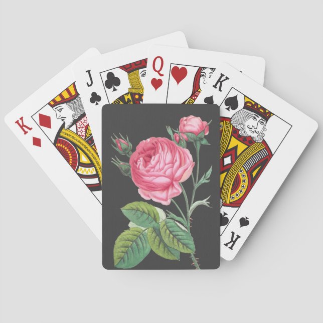 Rosa Rosa Blütenzeit Spielkarten (Rückseite)