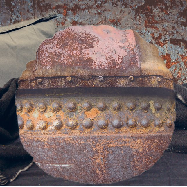 Rosa, rosa, braunes Metall Rundes Kissen (Von Creator hochgeladen)