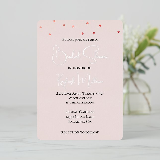 Rosa Rosa Brautparty Folieneinladung (Stehend vorne)