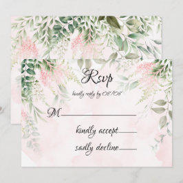 Rosa rosa Chic Florals Green Wedding RSVP Cards Einladung