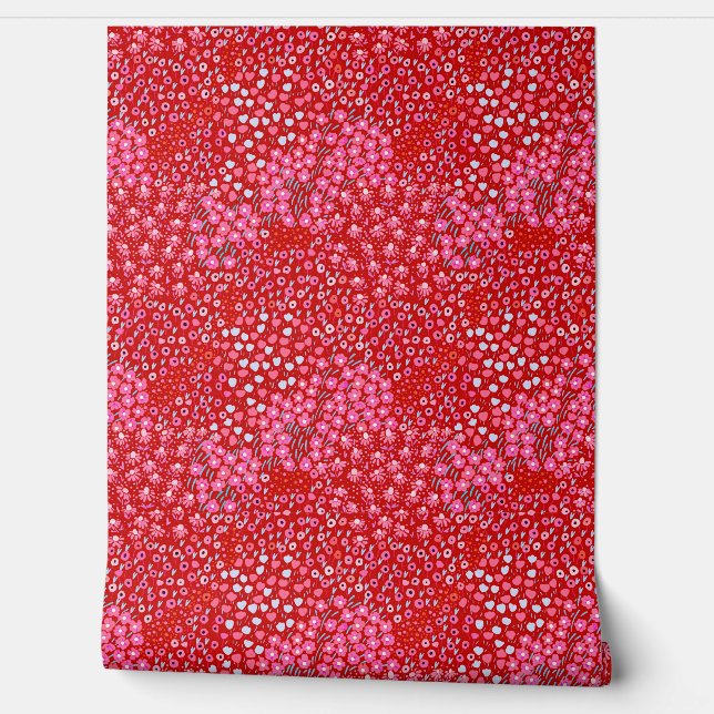 Rosa Rosa Ditsy Bläserfarbene Blume Tapete (Abrollen)