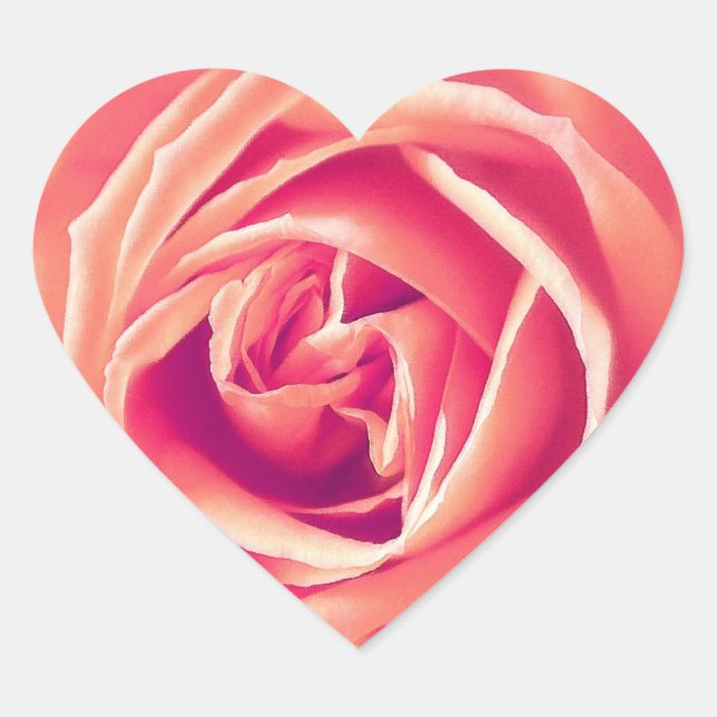 Rosa-Rosa-Druck Herz-Aufkleber (Vorderseite)