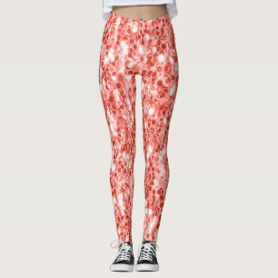 Rosa Rosa Dunkle Koralle glänzende Glitzer Glitzer Leggings