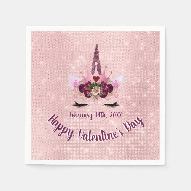 Rosa Rosa Einhorn Party Sparkasse Serviette (Vorderseite)