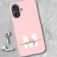 Rosa Rosa Elegant Minimaler Name Monogramm