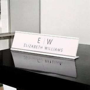Rosa Rosa Elegant Moderner Name des Minimalistisch Schreibtischnamensplakette