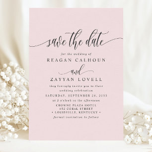 Rosa Rosa Elegante Kalligraphie Save the Date