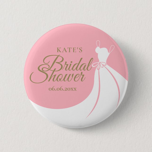 Rosa Rosa Elegantes Gown-Brautparty Button (Vorderseite)