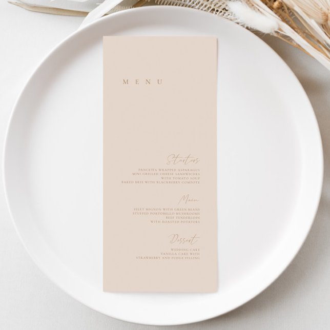 Rosa Rosa Elegantes Minimalistisches Hochzeitsmenü Menükarte (Blush Pink Elegant Minimalist Wedding Flat Menu)