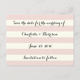 Rosa Rosa Elfenbeinstreifen Save the Date Feiertagspostkarte