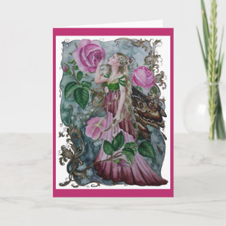 Rosa Rosa Fee 1 Grußkarte Karte