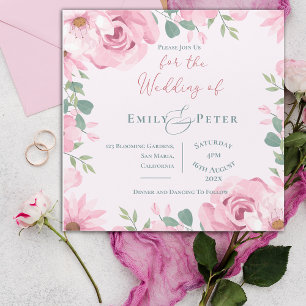 Rosa Rosa Florals Elegante Einladung zur Hochzeit