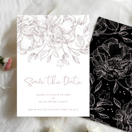 Rosa Rosa Florals Nicht-Foto Romantische Eleganz Save The Date