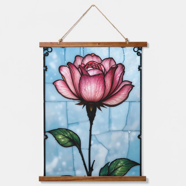 Rosa Rosa, gestanzt Wandteppich Mit Holzrahmen (Vorderseite)