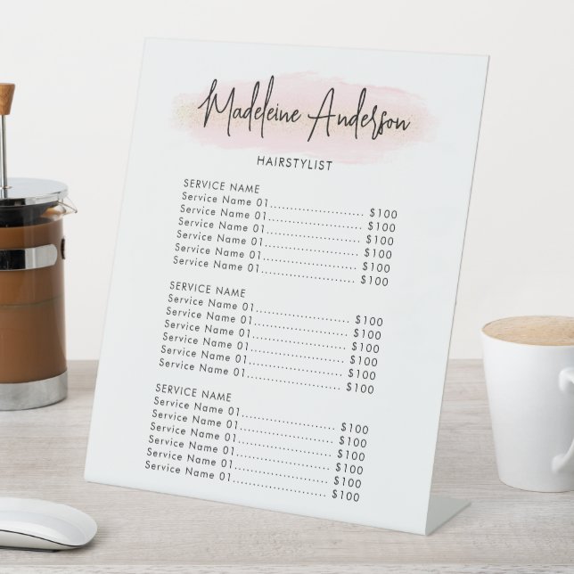 Rosa Rosa Glitzer Friseursalon Sockelschild (In Situ)