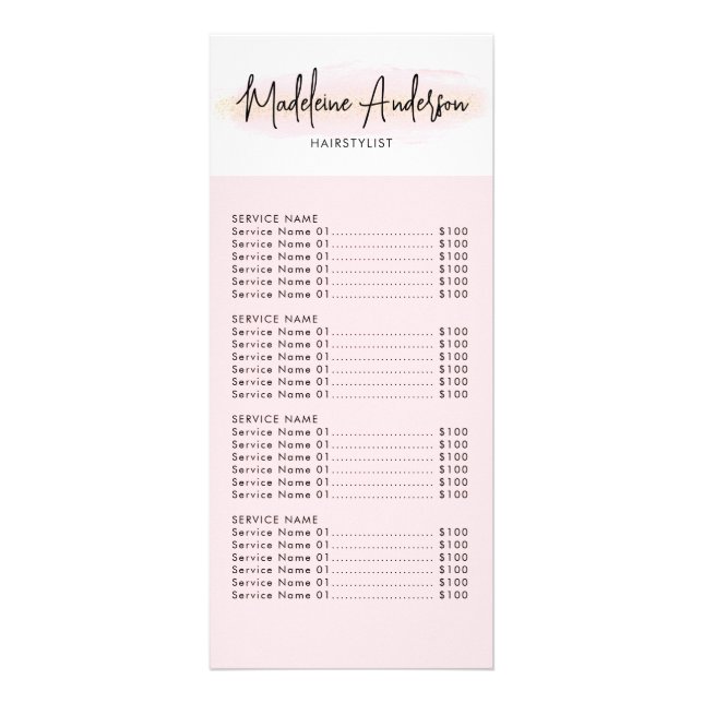 Rosa Rosa Glitzer Friseursalon Werbekarte (Vorne)