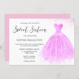 Rosa Rosa Glitzer Gown Sweet 16 Party Einladung