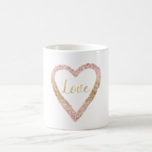 Rosa Rosa Glitzer Liebe Herz Kaffeetasse