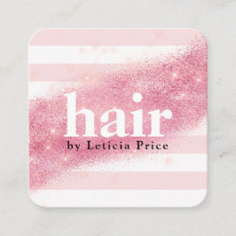 Rosa Rosa Glitzer Streifen Quadratische Visitenkarte