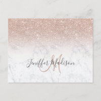 Rosa Rosa Glitzer Weißer Marmor Personalisiert