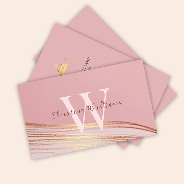 Rosa Rosa Gold Elegante Moderne Minimalistische Visitenkarte (Blush Pink Gold Elegant Modern Minimalist Business Card)