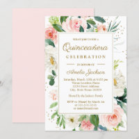 Rosa Rosa Gold Floral Quinceanera