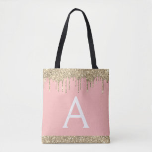 Rosa Rosa Gold Glitzer Elegantes Monogramm