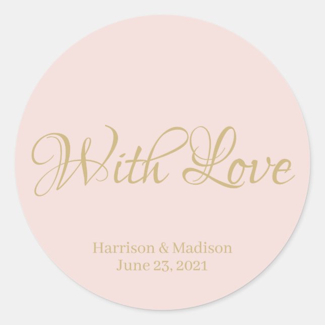 Rosa Rosa Gold Hochzeitsgeschenk für Tagkleber Runder Aufkleber (Vorderseite)