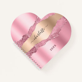 Rosa Rosa Goldbarren Marmorname Notizbuch