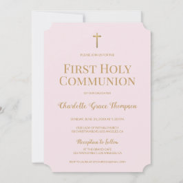 Rosa Rosa Goldkreuz Einladung