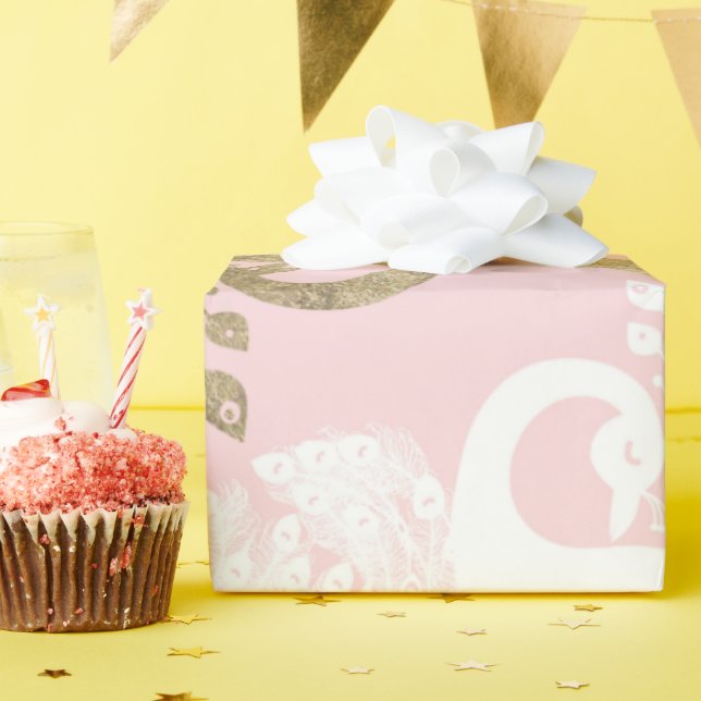 Rosa Rosa-Goldmedaille Geschenkpapier (Geburtstagsparty)