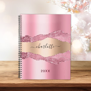 Rosa Rosa Goldmetall-Agate-Marmor-Name 2023 Planer