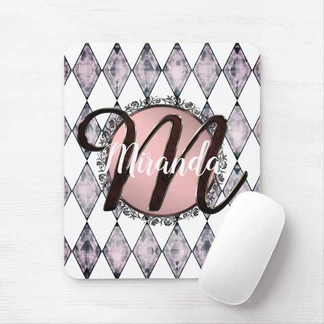 Rosa Rosa Harlequin Monogram Mousepad (Mit Mouse)