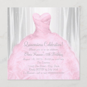 Rosa Rosa Kleid Elegant Rosa Quinceñera Einladung