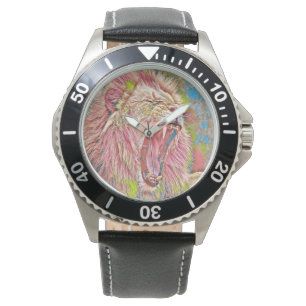 Rosa-Rosa-Löwe Armbanduhr