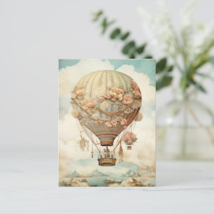 Rosa rosa Luftballon Pastell Teal viktorianische M Postkarte