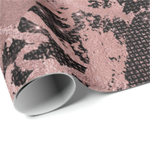 Rosa Rosa Marmor Funkelnd Glam Urban Black Geschenkpapier
