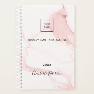 Rosa Rosa Marmor Name elegantes Firmenlogo Planer
