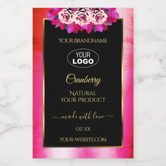 Rosa-Rosa-Marmormarken-Logo Lebensmitteletikett (Einzelnes Label)