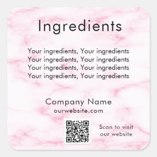 Rosa Rosa Marmorprodukt Inhaltsstoff qr Kennzeiche Quadratischer Aufkleber