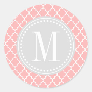 Rosa rosa marokkanische Fliesen Gitter Personalisi Runder Aufkleber